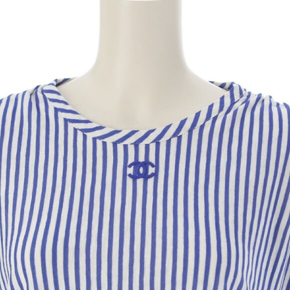 Authentic CHANEL Runway Resort La Pausa Striped Dress Blue White 2019 Cruise 36 - Picture 6 of 13